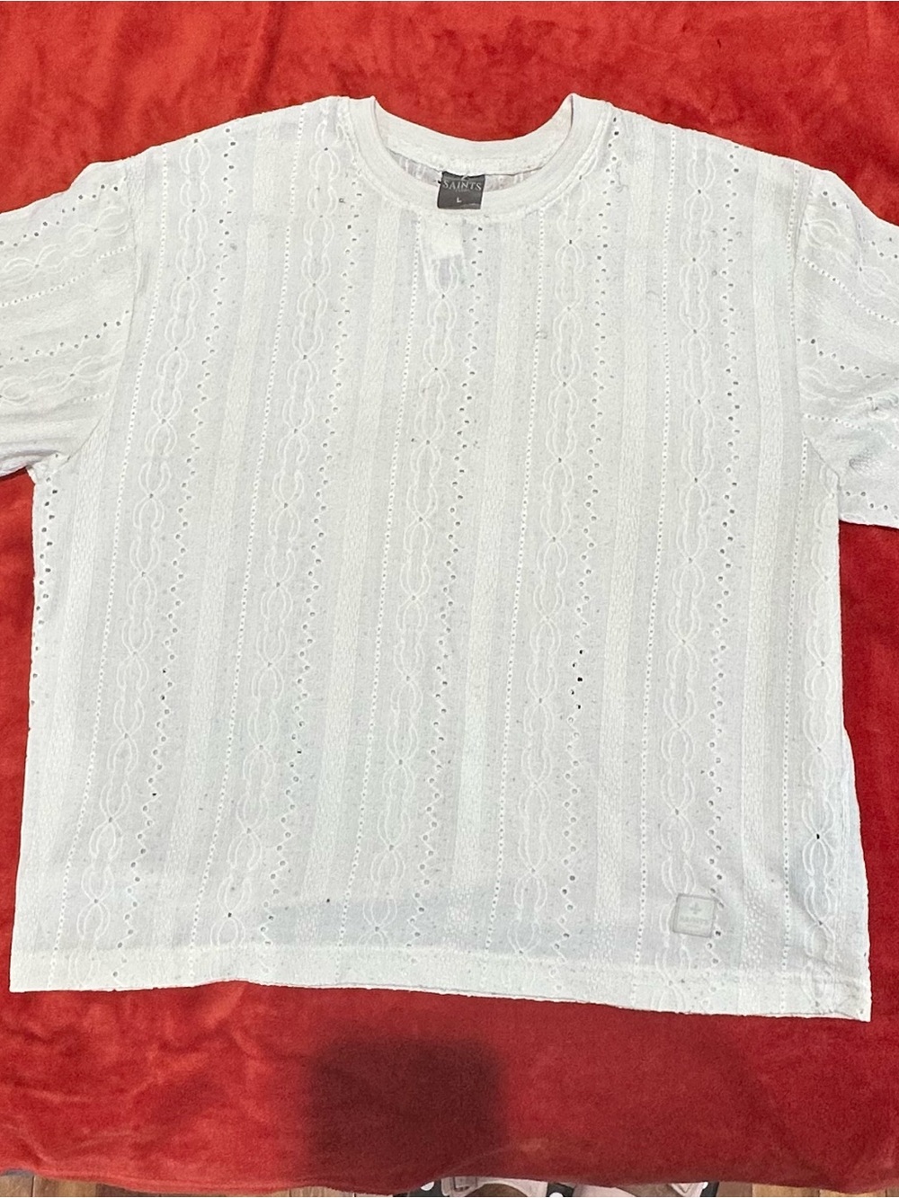 All Saints White Textured Knit Short Sleeve Tee